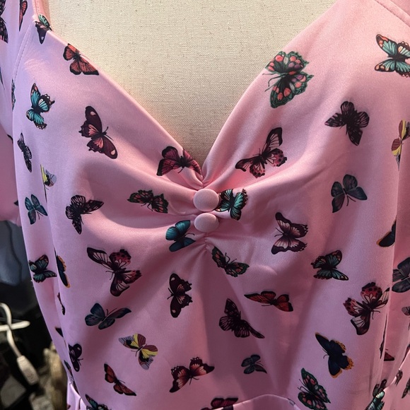 Dolly and Dottie Midi Swing Dress in Pink Butterfly Pattern.  US Size 22 Worn 1X - Picture 5 of 7